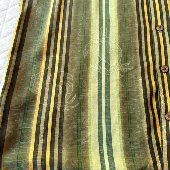 Tommy Bahama 100% Silk Men’s Shirt Sz M Striped Short Sleeve Crab Jacquard Print - Picture 6 of 14